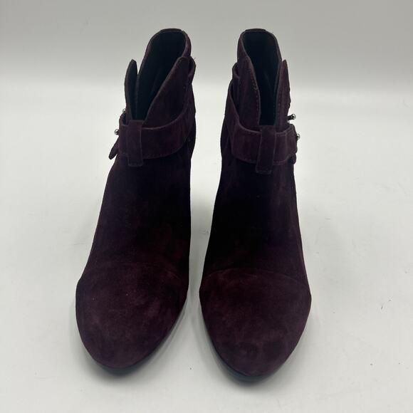 Rag & Bone Harrow Leather Booties In PURPLE Suede Size EU 38 US Size 8 - Picture 2 of 10